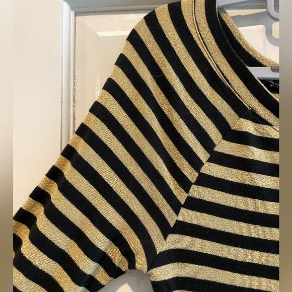 Express Stretch Bodycon Long Sleeve Scoop Neck Knit Tunic‎ Black & Gold Medium - Picture 3 of 8